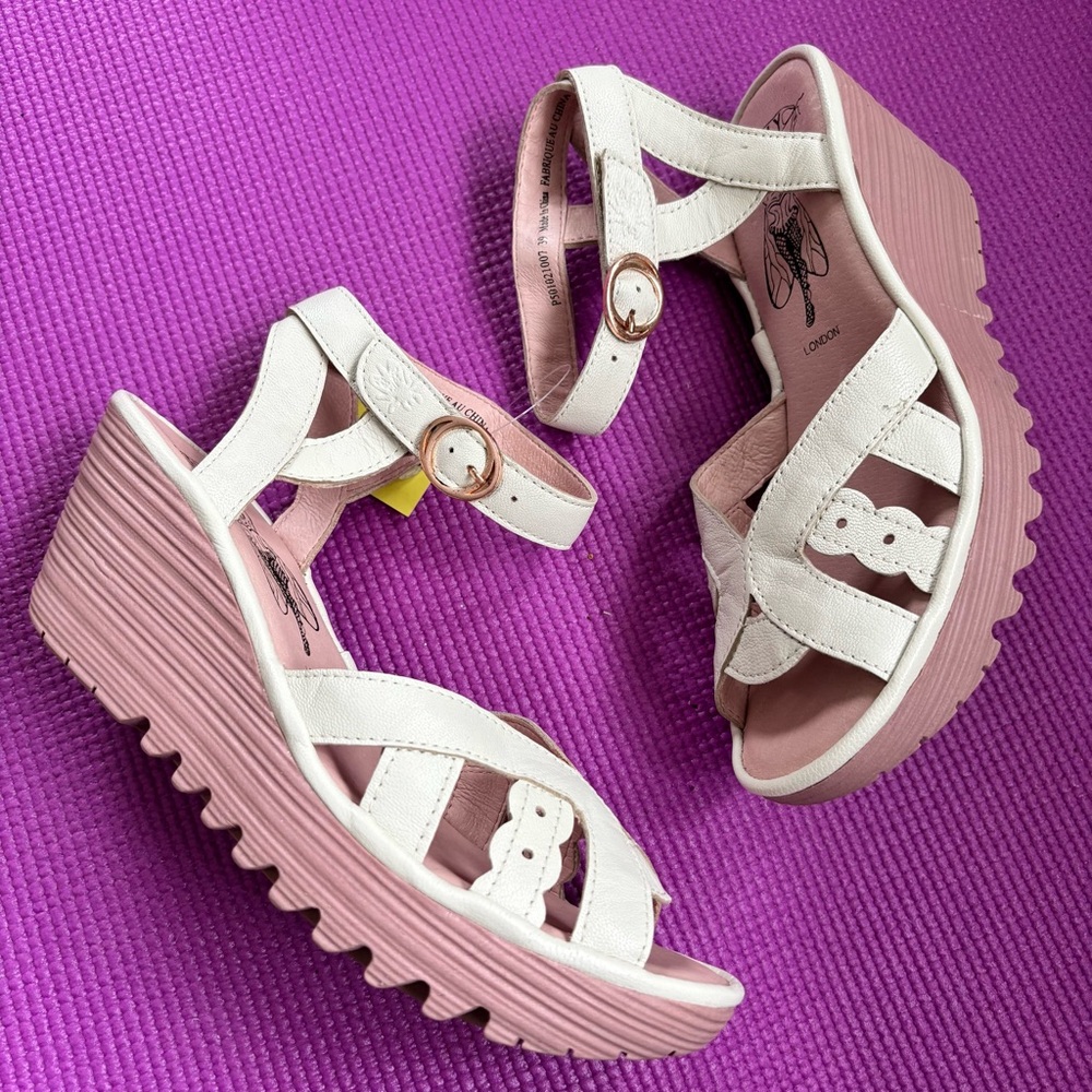 Fly London | Strappy Leather Sandals with Rose Wedges EUR 39 💕